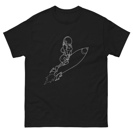 Space Babe on Shark Rocket - LINE ART T SHIRT
