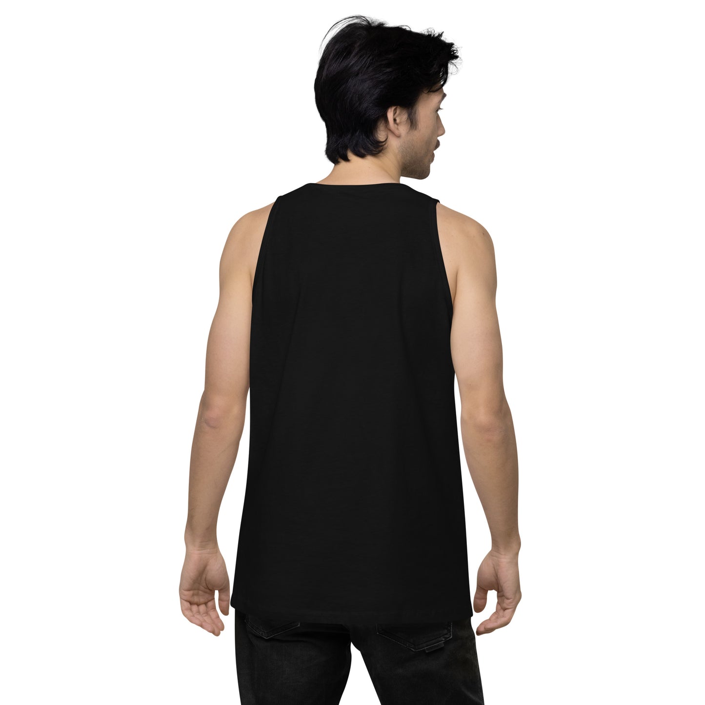 Lucky Surfer Cat White linework Men’s premium tank top