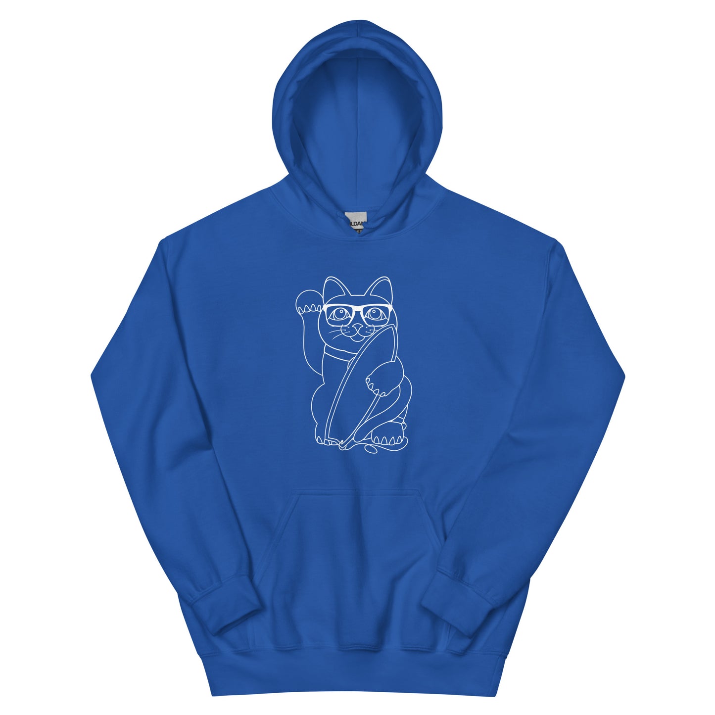 Lucky Surfer Cat Linework Unisex Hoodie