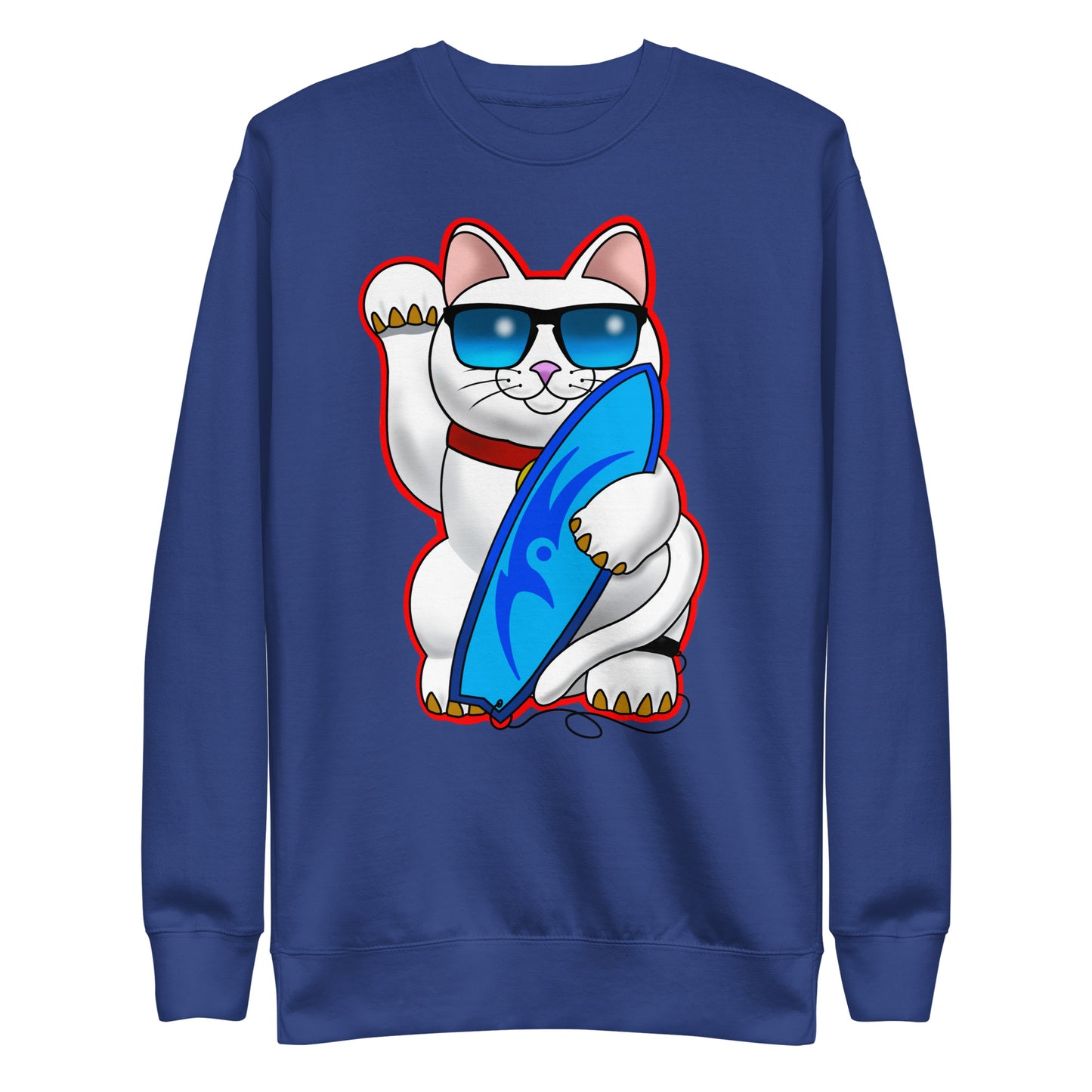 Surfer Lucky Cat Unisex Premium Sweatshirt
