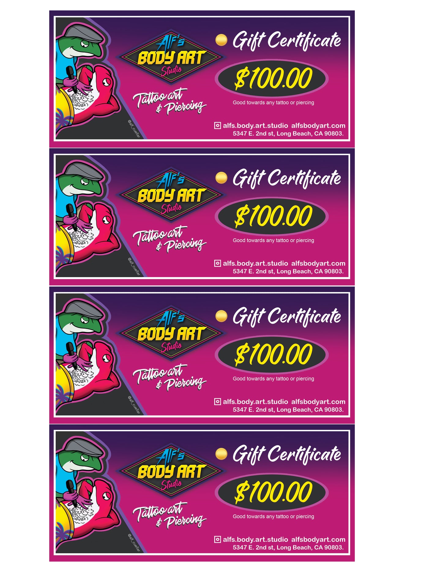Alf's Body Art Gift Card