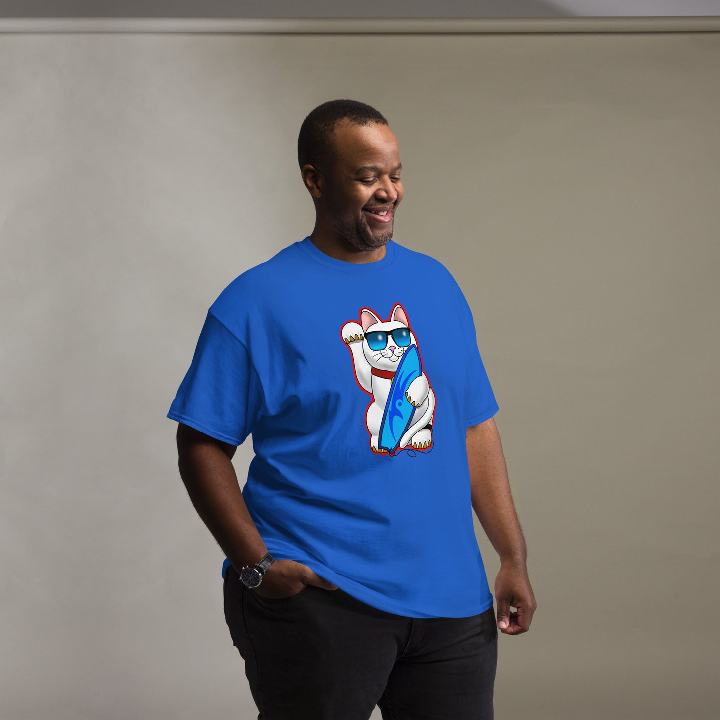 Lucky Surfer Cat Unisex T-Shirt