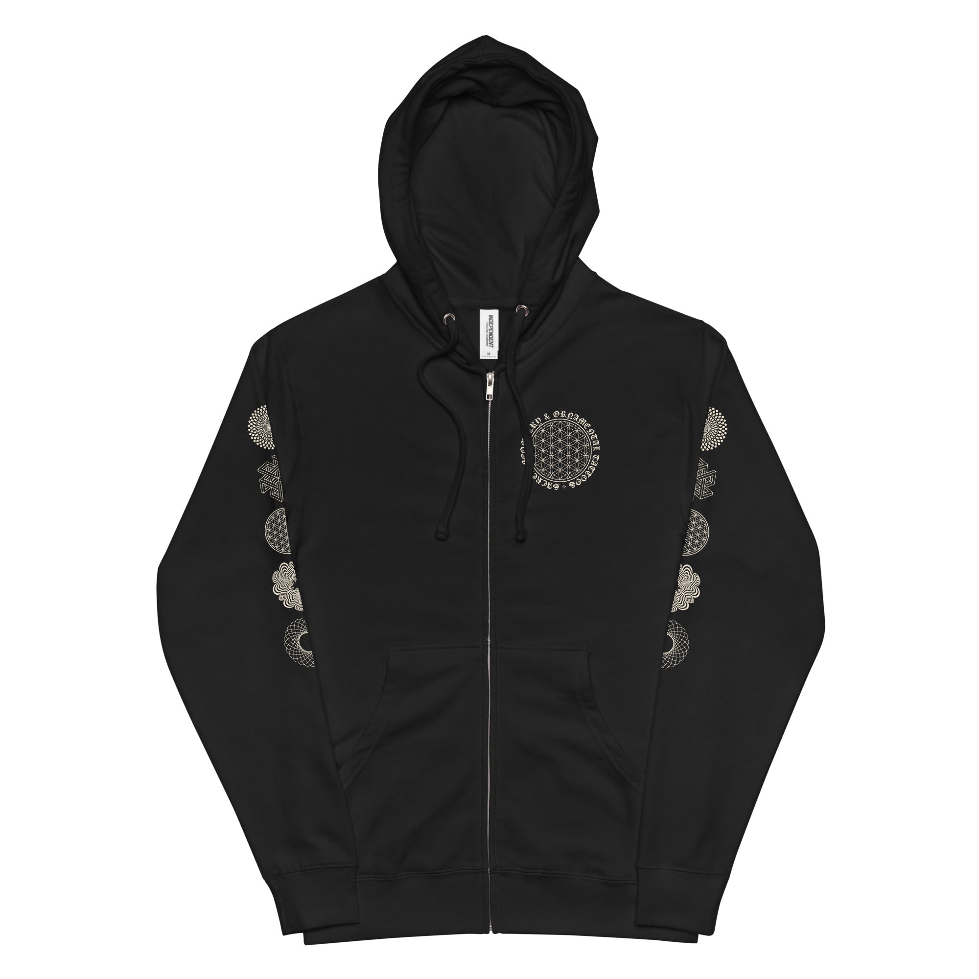 CMO- Geometric Ornamental Design with Old E writing Unisex Zip Up Hood ...