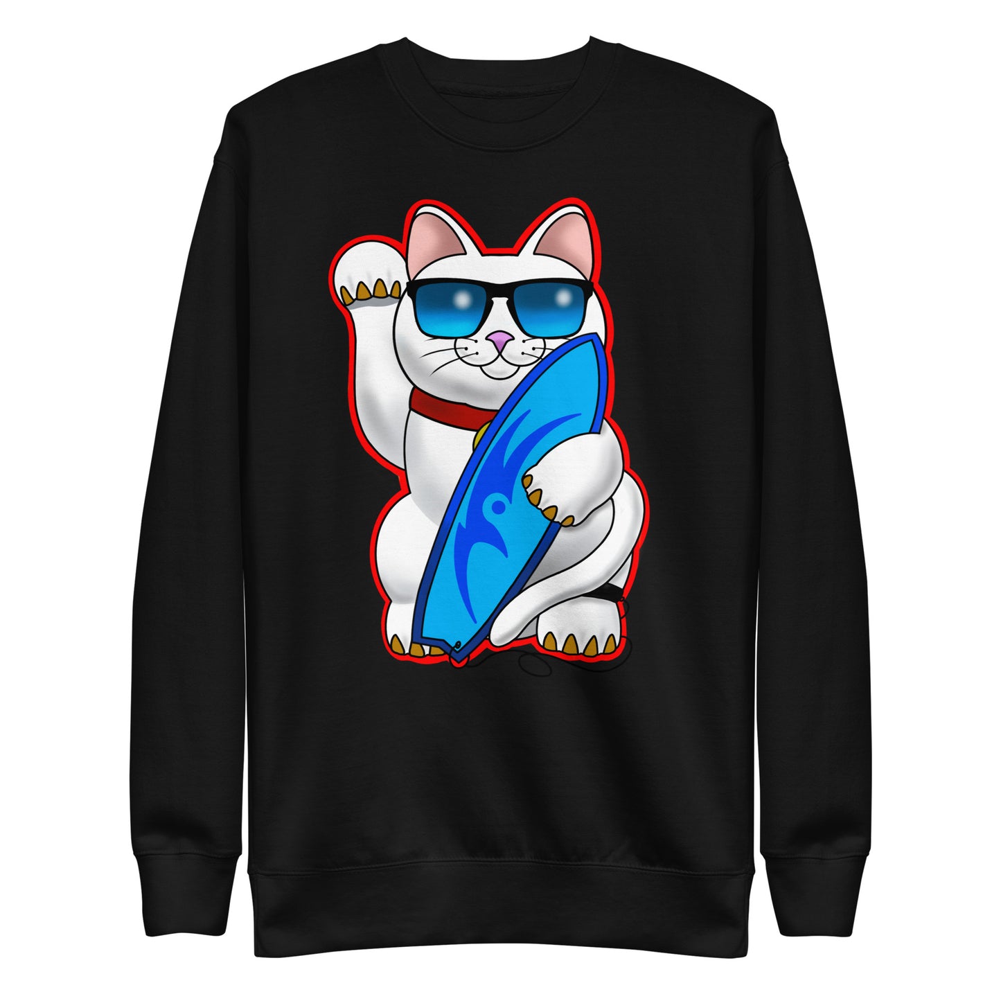 Surfer Lucky Cat Unisex Premium Sweatshirt